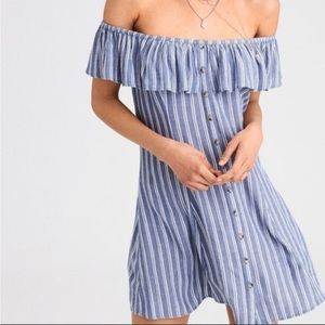 American Eagle Striped Off-Shoulder Mini Sundress